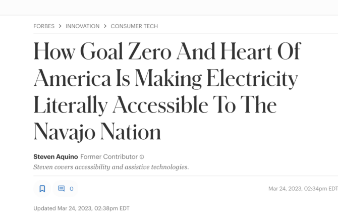Forbes: How Goal Zero And Heart Of America Is Making Electricity Literally Accessible To The Navajo Nation